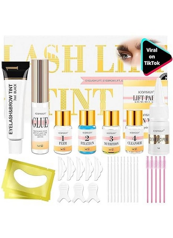 JUANPHEA - Lash Lift Kit & Brow Lamination Kit - 4 in 1 Professional Black Color Eyelash Perm & Eyebrow Lamination Kit, Easy for Beginner, Safe Effective Eyelash Eyebrow Lift Diy Kit - Salon Quality at Home - Image 1