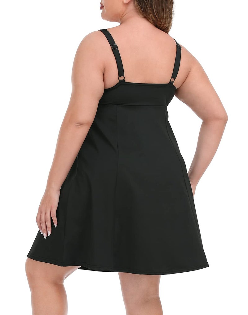 HDE Womens Plus Size Tennis Athletic Workout Dress with Built-in Shorts & Bra Black - 16 - Image 5