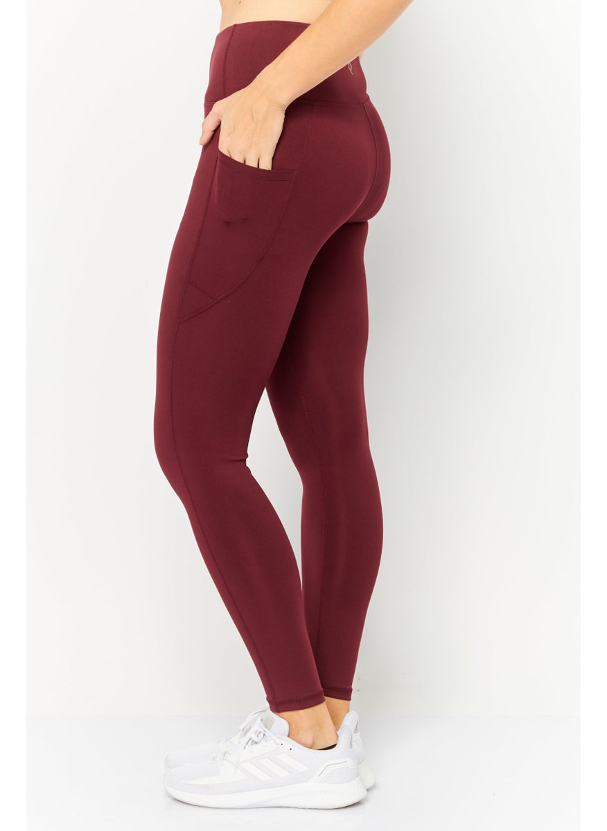 Body Glove - Women Sportswear Fit Training Leggings, Burgundy - Image 1