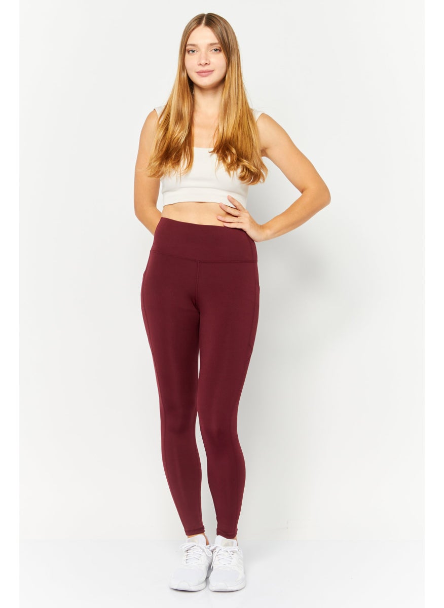 Body Glove - Women Sportswear Fit Training Leggings, Burgundy - Image 1