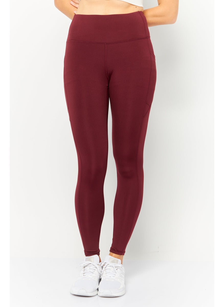 Body Glove - Women Sportswear Fit Training Leggings, Burgundy - Image 1