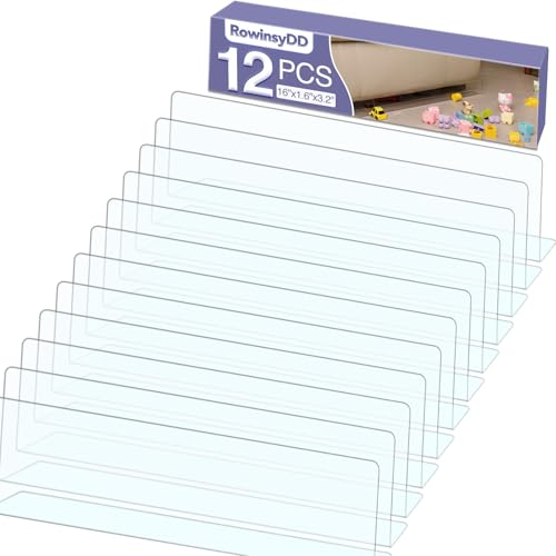 RowinsyDD 12 Pack Toy Blocker for Furniture, Clear Under Couch Blocker, Stop Things Going Under Sofa or Bed, 16" L x 3.2" H, Adjustable Gap Bumper for Furniture with Strong Tape - Image 1