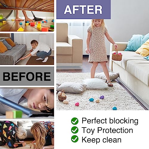 RowinsyDD 12 Pack Toy Blocker for Furniture, Clear Under Couch Blocker, Stop Things Going Under Sofa or Bed, 16" L x 3.2" H, Adjustable Gap Bumper for Furniture with Strong Tape - Image 3