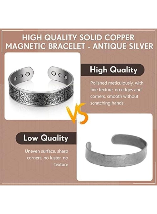 My Souq Magnetic silverTherapy Bracelet - Tree of Life Design - Adjustable Open Cuff Bangle for Men & Women - Image 2