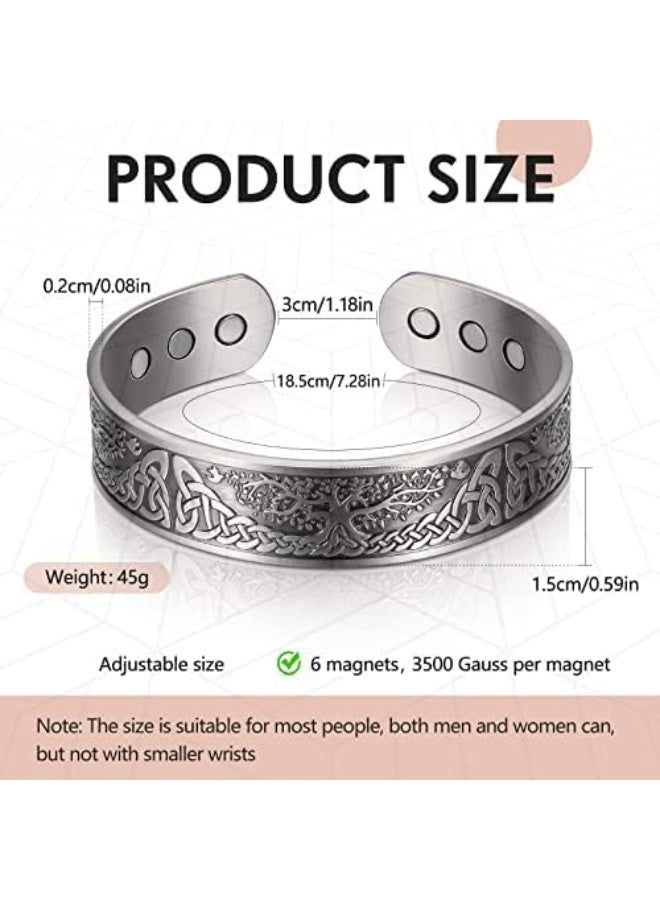 My Souq Magnetic silverTherapy Bracelet - Tree of Life Design - Adjustable Open Cuff Bangle for Men & Women - Image 5