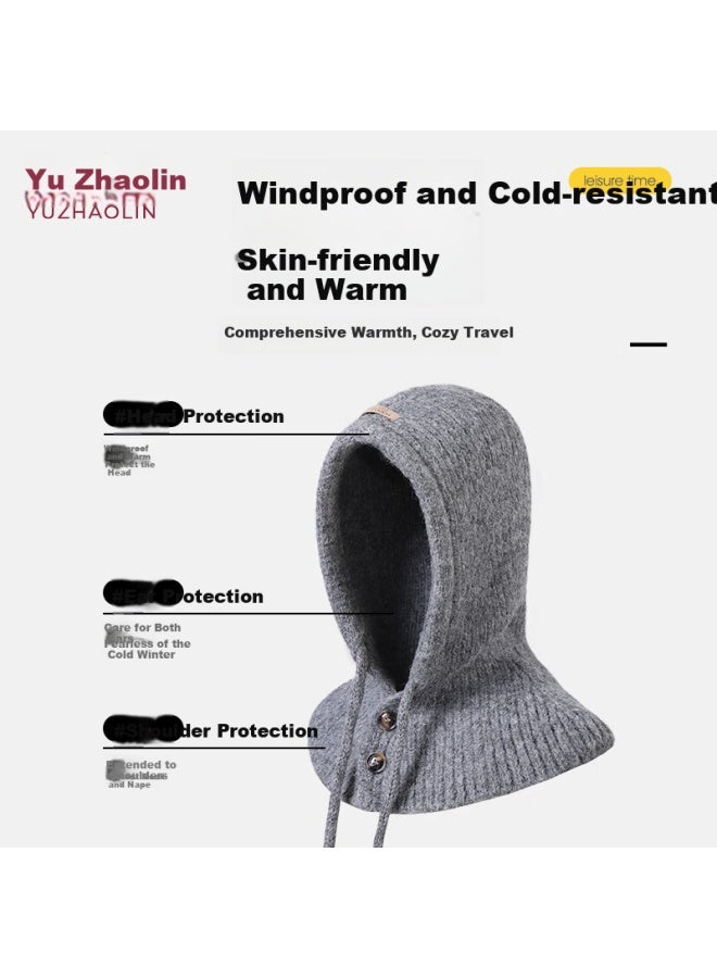 Yuzhaolin Winter Women's Warm Thickened Windproof Cold-proof Ear And Neck Protection Cycling Ears Integrated Hat Beige - Image 2