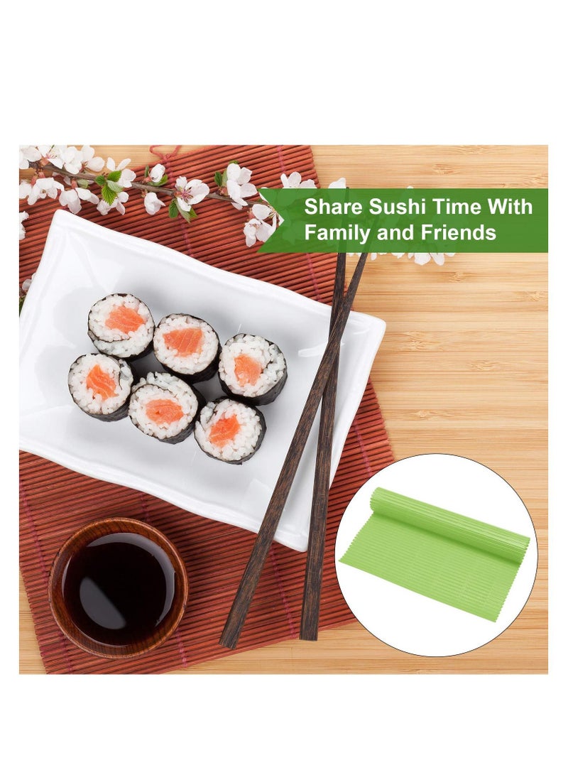 SYOSI مجموعة سوشي رول مكونة من 3 قطع، حصيرة سوشي غير لاصقة، مجموعة صنع سوشي بلاستيكية، صانع لف السوشي منزلي، حصيرة لف سوشي متينة للسوشي المنزلي 8.27 × 9.16 بوصة (أحمر، أخضر وأزرق) - Image 4