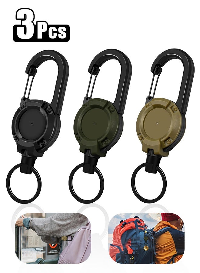 حامل شارات قابل للسحب مكون من 3 قطع، حامل شارات متعدد الأدوات، مزود بحلقة سحب سوداء لإدارة المفاتيح وبطاقات الهوية بشكل آمن - Image 1