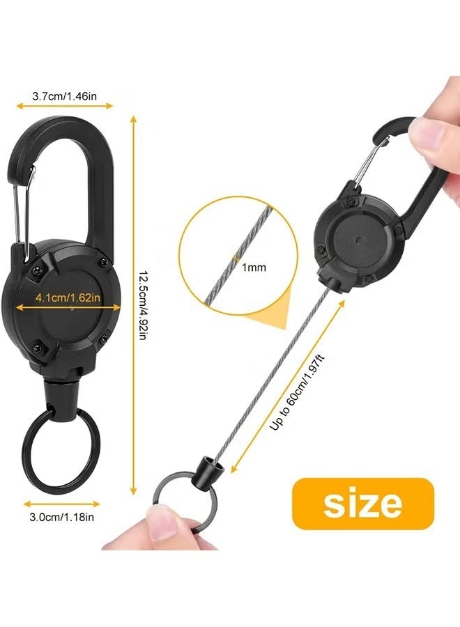 حامل شارات قابل للسحب مكون من 3 قطع، حامل شارات متعدد الأدوات، مزود بحلقة سحب سوداء لإدارة المفاتيح وبطاقات الهوية بشكل آمن - Image 2