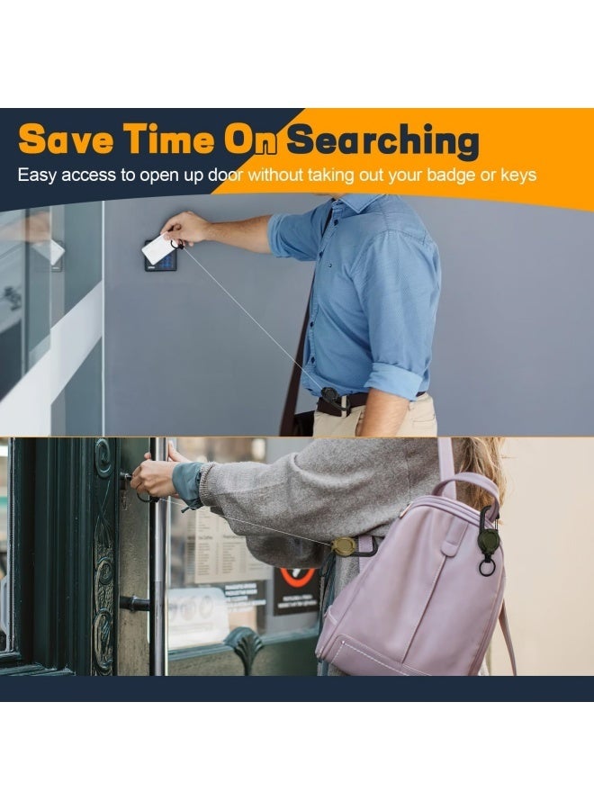 حامل شارات قابل للسحب مكون من 3 قطع، حامل شارات متعدد الأدوات، مزود بحلقة سحب سوداء لإدارة المفاتيح وبطاقات الهوية بشكل آمن - Image 5