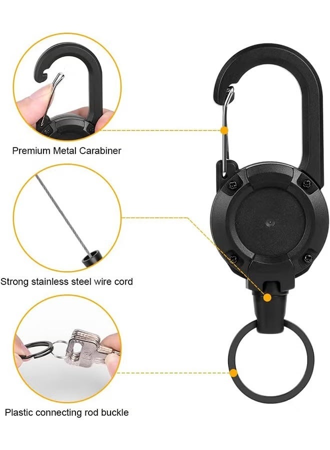 حامل شارات قابل للسحب مكون من 3 قطع، حامل شارات متعدد الأدوات، مزود بحلقة سحب سوداء لإدارة المفاتيح وبطاقات الهوية بشكل آمن - Image 3