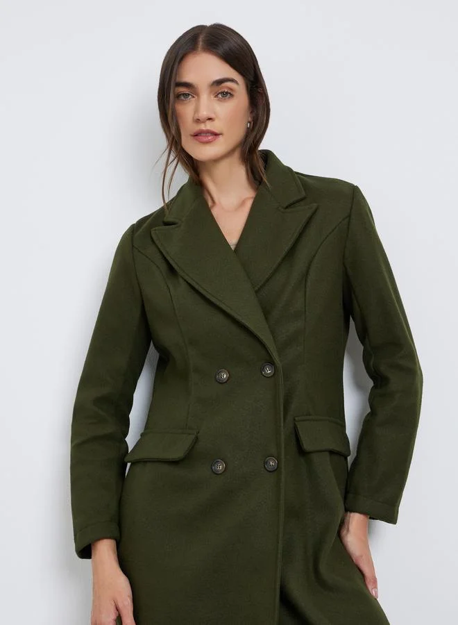 Styli Styli Olive Buttoned Midi Coat