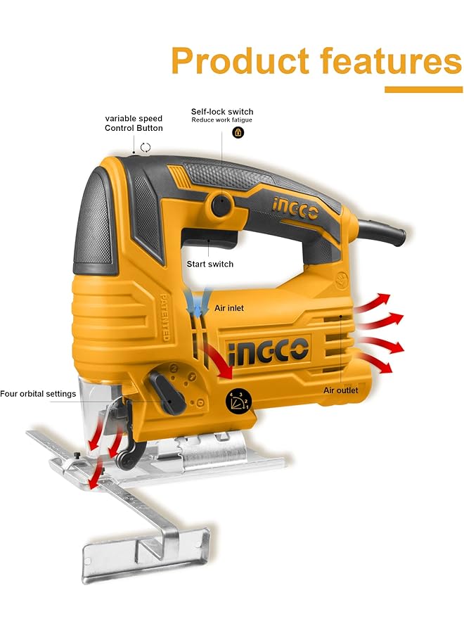INGCO Jig Saw 570W 800 3000Rpm Variable Speed Control 4 Step Pendulum Function Js57028 - Image 2