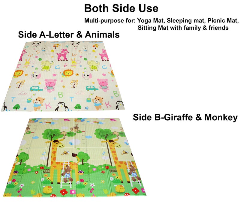 Vic Kid Baby Play Mat/Foldable Crawling Mat/Large Size/Thick Foam/Double Sides Multi-Purpose Water Proof (5.15x5.8Ft,0.8cm Thickness) (Side A-Letter & Animals + Side B-Giraffe & Monkey)… - Image 5