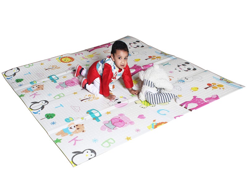 Vic Kid Baby Play Mat/Foldable Crawling Mat/Large Size/Thick Foam/Double Sides Multi-Purpose Water Proof (5.15x5.8Ft,0.8cm Thickness) (Side A-Letter & Animals + Side B-Giraffe & Monkey)… - Image 1