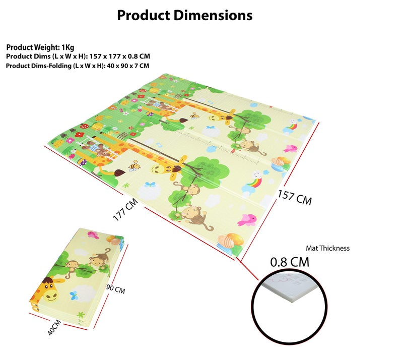 Vic Kid Baby Play Mat/Foldable Crawling Mat/Large Size/Thick Foam/Double Sides Multi-Purpose Water Proof (5.15x5.8Ft,0.8cm Thickness) (Side A-Letter & Animals + Side B-Giraffe & Monkey)… - Image 4