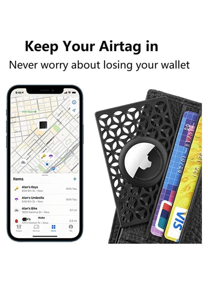 Card Case for Apple Airtag, Apple Airtag Holder 2 Packs, Ultra Slim Credit Card Size AirTags Case for Purse, Wallet, Handbag, Backpack, Work Card Anti-lost Protective Case (Black)  - Image 2