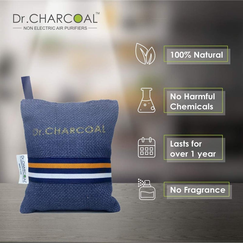Dr. CHARCOAL Dr CHARCOAL Moisture Absorber Dehumidifier Activated Charcoal Bags for Wardrobe Shoe Rack and Fridge Prevents Mould Fungus Removes Bad Smell Lasts 1 year 75g Modish Neel  - Image 3