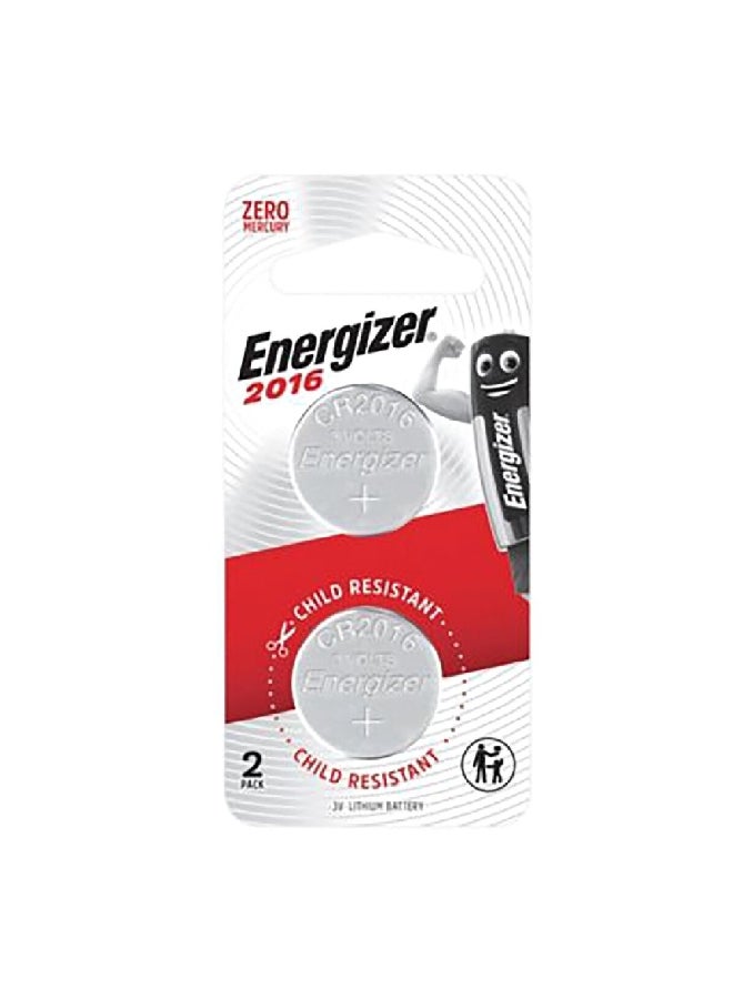 Energizer Zero Mercury Child-Resistant Packaging CR2016 3V Lithium Coin Battery Silver 0.4 x 9.8 x 9 cm CR2016BP2