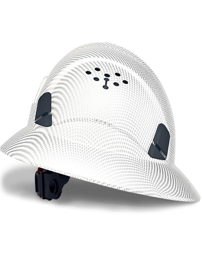 SAFEBUILDER Full Brim Hard Hats Construction Hardhats Safety Helmet Vented Adjustable Lightweight Sunshade Work Caps Industrial Head Protection ANSI Approved (WB-1-N-Matte CG White) - Image 1