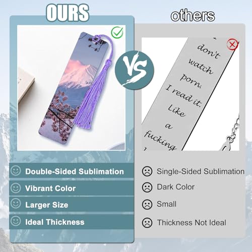 AceSubli 50 Pcs Metal Sublimation Bookmarks Double Sided, 6"x1.5" Sublimation Bookmark Blank Bulk Aluminum Sublimation Blanks DIY Bookmarks with Hole and Colorful Tassels for Crafts Gift 0.45mm Thick - Image 4