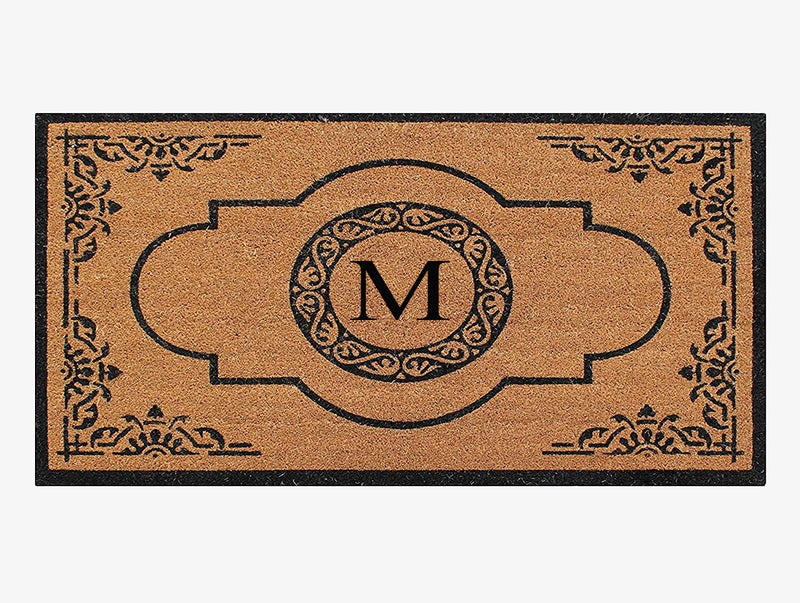 A1 Home Collections A1 Home Collections First Impression Hand Crafted Abrilina Entry Coir Monogrammed Double Doormat 72 L x 36 W XLarge 