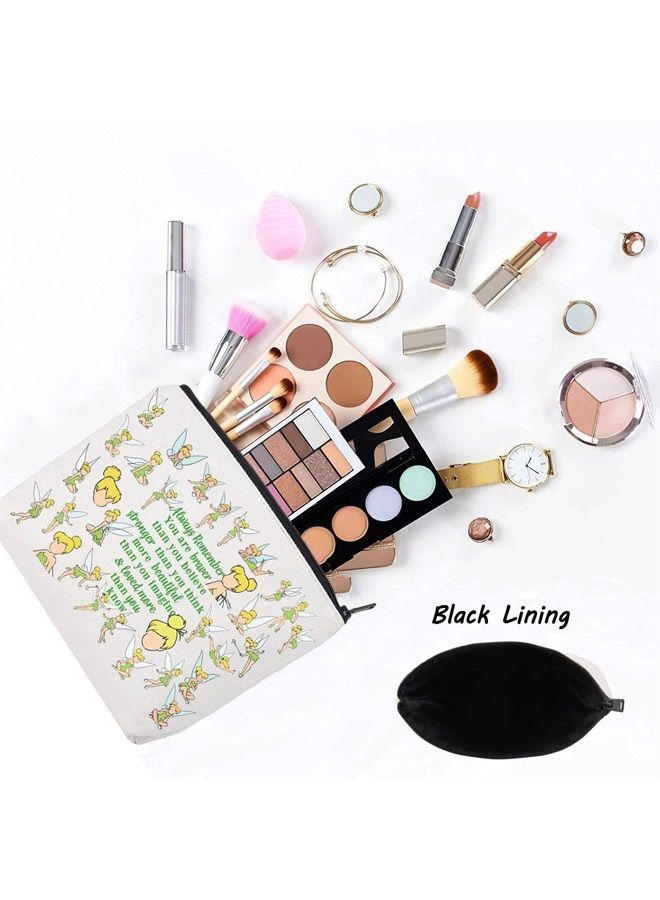 LEVLO Fairy Tale Cosmetic Make Up Bag Fairy Pixie Fans Inspired Gift You Are Braver Stronger Smarter Than You Think Fairy Makeup Zipper Pouch Bag Fairy Tale Merch(Always Tinker) - Image 2