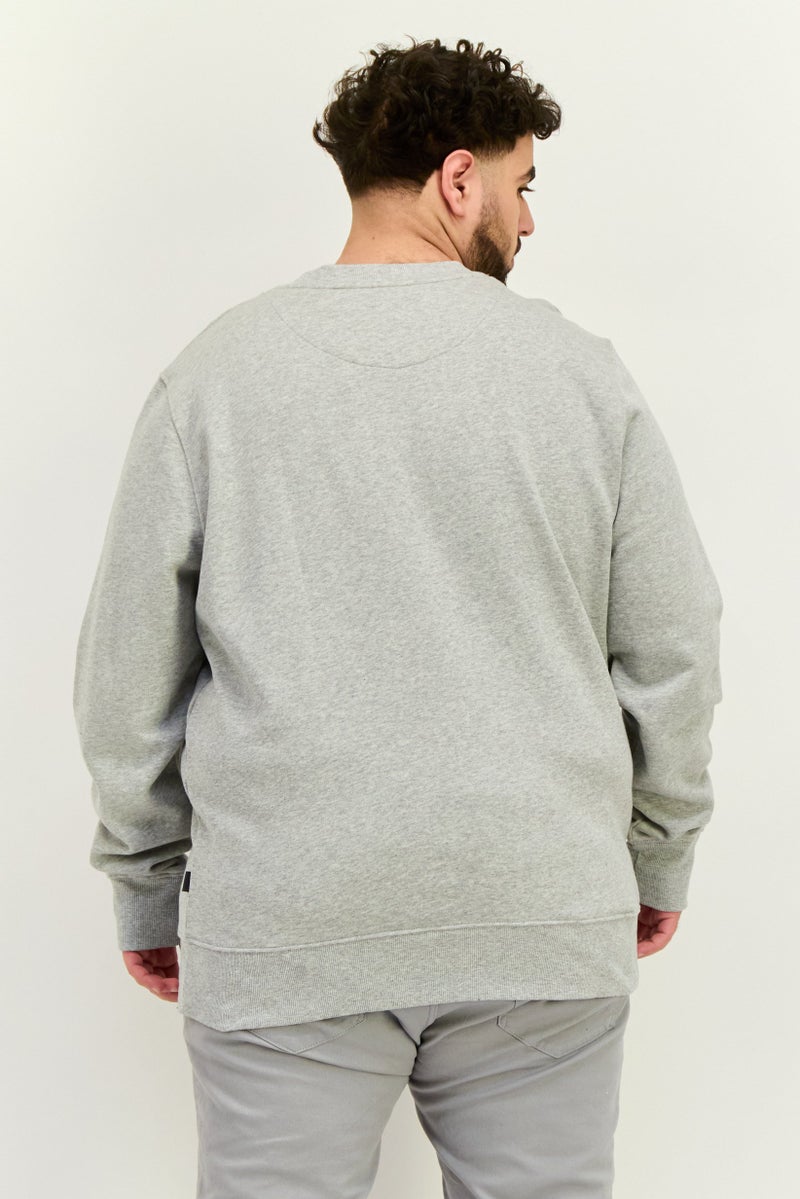 ESPRIT Men Crew Neck Long Sleeves Brand Logo Sweatshirt, Grey - Image 3