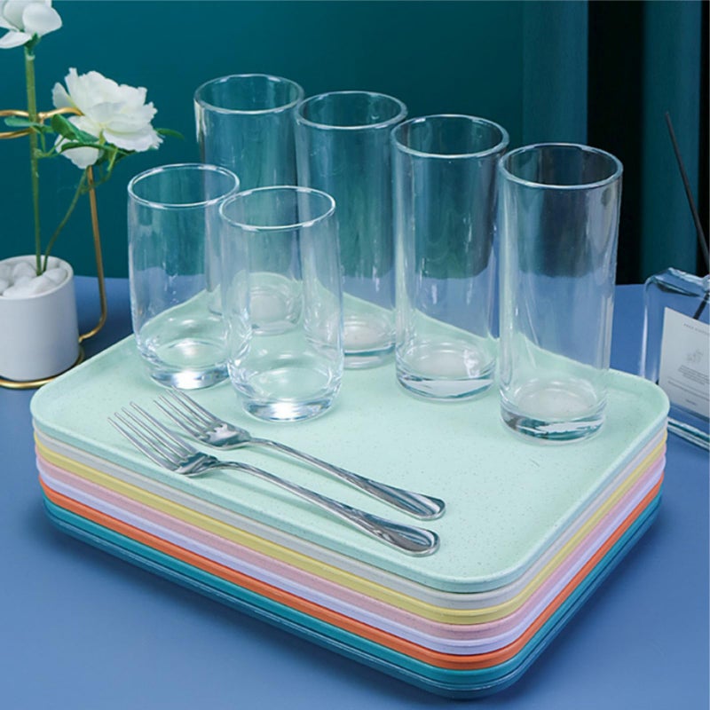 Lyellfe 8 Pack Fast Food Serving Tray, 15 by 10-Inch Wheat Straw Cafeteria Tray, Colorful Restaurant Serving Trays, Rectangular Serving Platter for Party, Home, School, Restaurant - Image 3