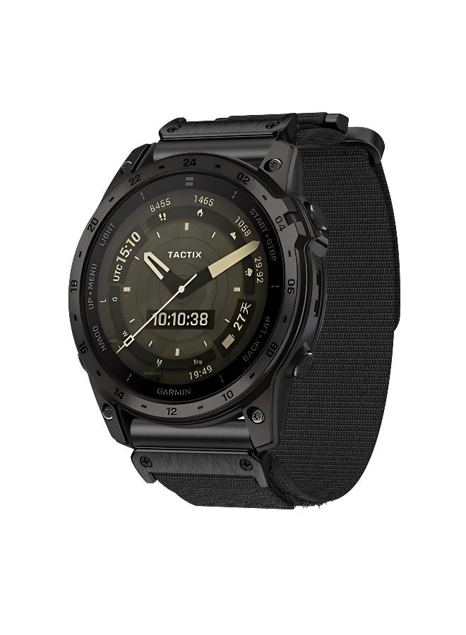 Highland Nylon Velcro Strap Compatible with Garmin Watches-Black 26mm Garmin special - Image 3