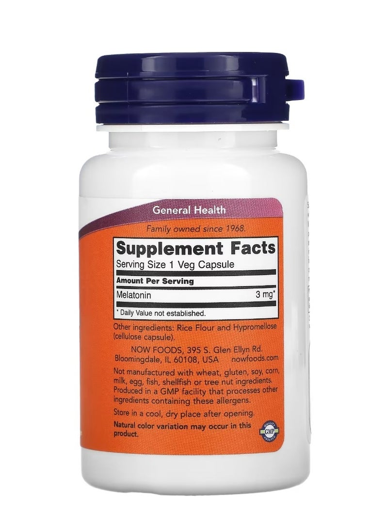 ناو فودز ميلاتونين 3 ملغ 60 كبسولة نباتية - Image 2