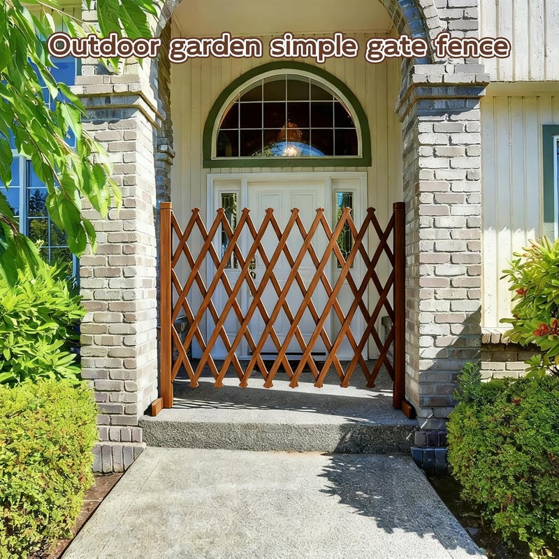 ROUNY Wooden Garden Fence Trellis Fence Expandable Wooden Trellis Screen | 200cm x 70cm Garden Divider Fence Room Partition (Brown) (70 * 200 cm) - Image 4