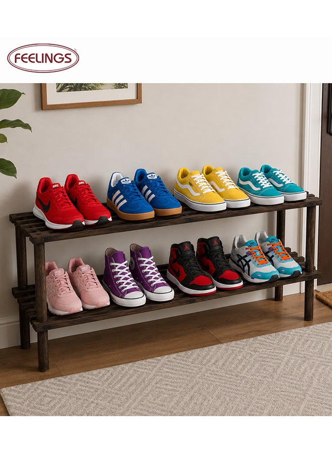 Feelings Wooden Shoe Rack 2 Tier 63Cm Brown - Image 4