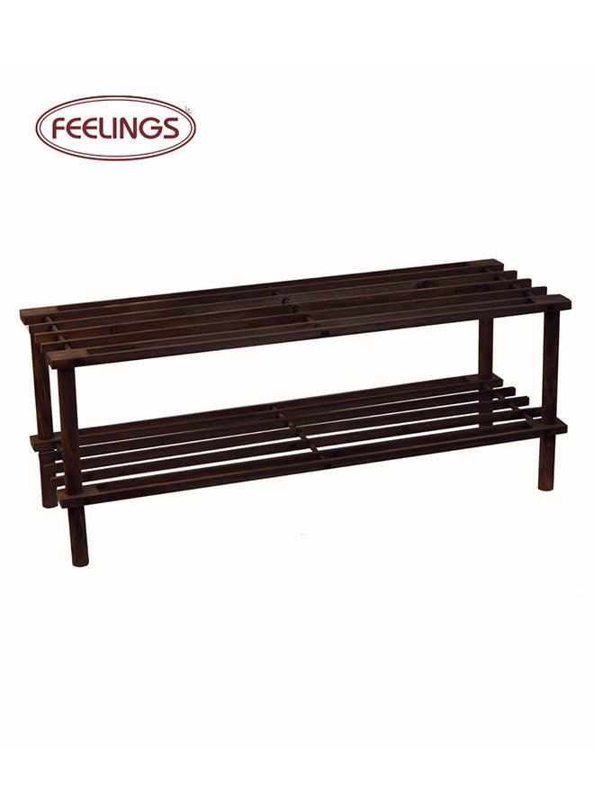 Feelings Wooden Shoe Rack 2 Tier 63Cm Brown - Image 3
