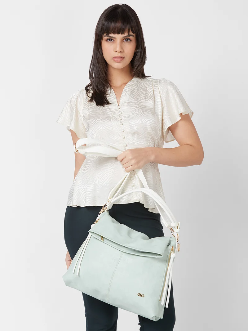 globus Globus Women Mint Green Textured Hobo Bag