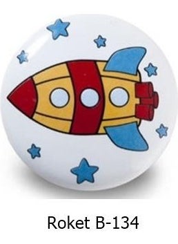 Eym Porcelain Button Baby Kids Room Cabinet Drawer Handle Rocket  - Image 3