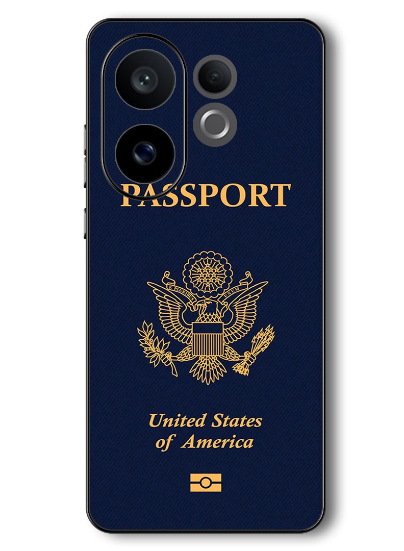 Theodor Case Compatible with Vivo V60 6.77 Inch Protection Shockproof Bumper Cover Usa Passport - Image 1