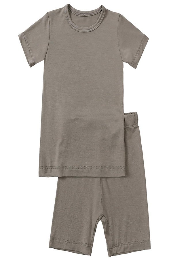 Aablexema Baby Short Summer Pajamas - Toddler Cool Jammies Pjs Rayon from Bamboo,2pcs Kids Sleepwear Set for Boys Girls(Dark Grey,4y) - Image 1