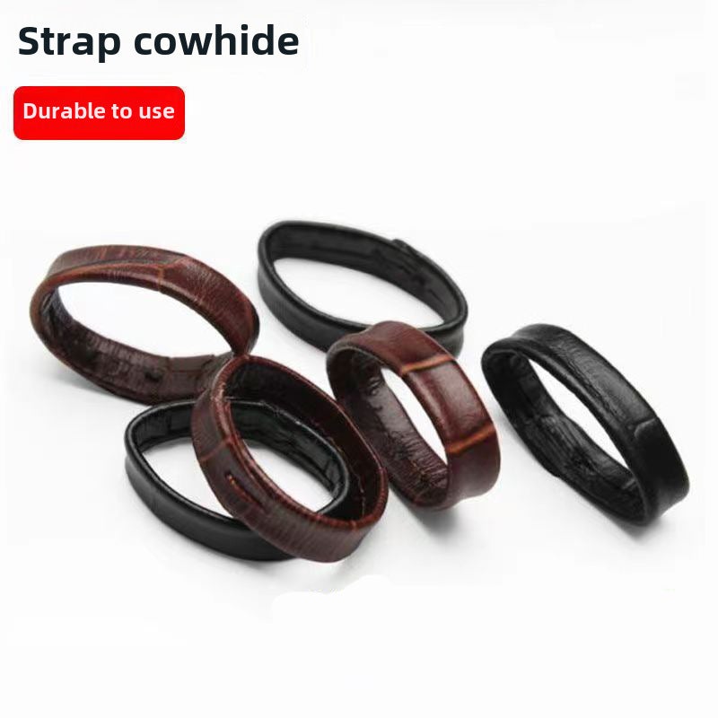 Generic Genuine Leather Watch Strap Loop Crocodile Pattern Black 