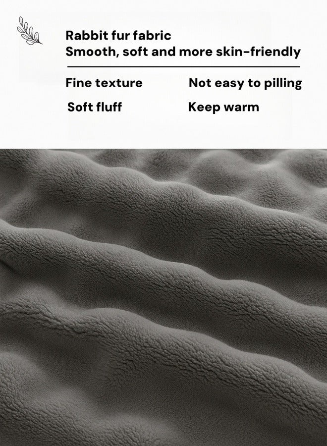 Ultra-Soft Faux Rabbit Fur Throw Blanket – Striped Lightweight Plush for Sofa, Bed & Home Décor – Gift-Ready Accent Throw  - Image 3