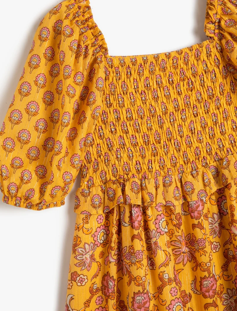كوتون Floral Smocked Dress