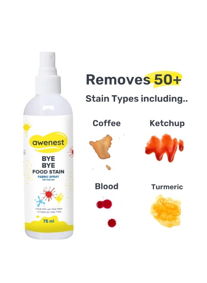 awenest Bye Bye Stain - Instant Stain Remover Fabric Spray | Toxin-free | 50+ Stains | Easy to Carry | Plant-based | Pack of 2 ( 2 *75 ml) - Image 3
