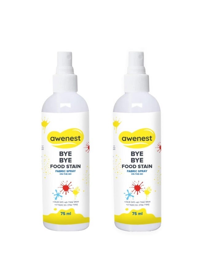 awenest Bye Bye Stain - Instant Stain Remover Fabric Spray | Toxin-free | 50+ Stains | Easy to Carry | Plant-based | Pack of 2 ( 2 *75 ml) - Image 1