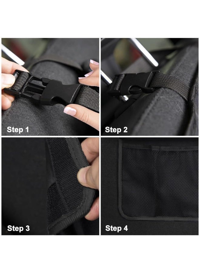 ECVV Car Trunk Back Seat Organizers, Backseat Storage Hanging Bag, Foldable Tidy Rear Seat Net for Groceries with Multi Pockets Net Mesh Pouches Adjustable Buckle Straps for SUV Truck Jeep Cargo - Image 4