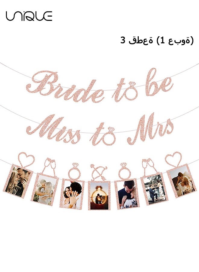 Unique Rose Gold Bridal Shower Decorations - Bride To Be Happily Ever After Banner and Photo Banner for Bridal Shower/Wedding/Engagement Party Kit Supplies Decorations Decor (Rose Gold) - Image 1