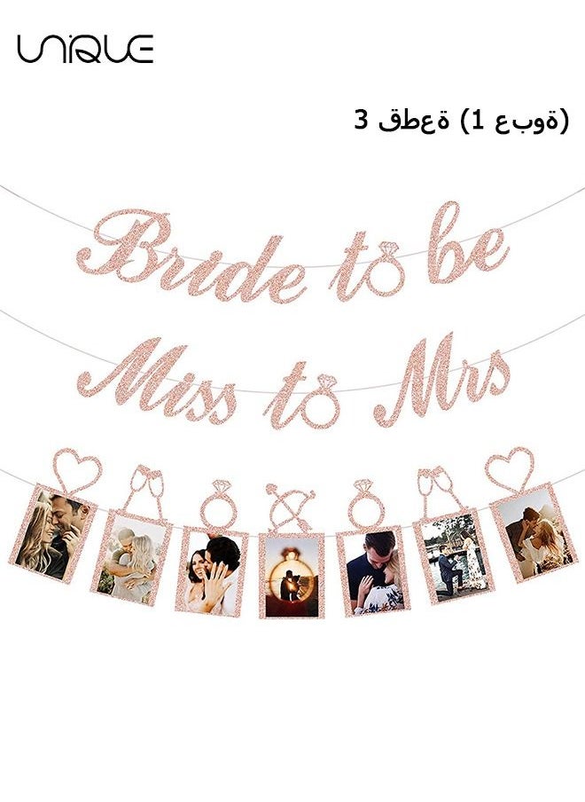 Unique - Rose Gold Bridal Shower Decorations - Bride To Be Happily Ever After Banner and Photo Banner for Bridal Shower/Wedding/Engagement Party Kit Supplies Decorations Decor (Rose Gold) - Image 1