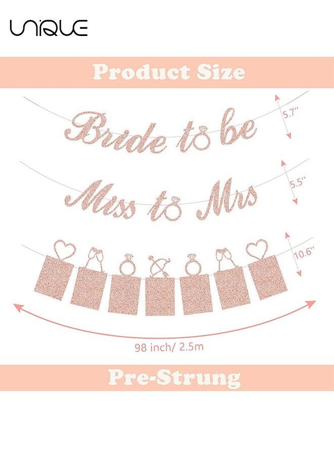 Unique - Rose Gold Bridal Shower Decorations - Bride To Be Happily Ever After Banner and Photo Banner for Bridal Shower/Wedding/Engagement Party Kit Supplies Decorations Decor (Rose Gold) - Image 1