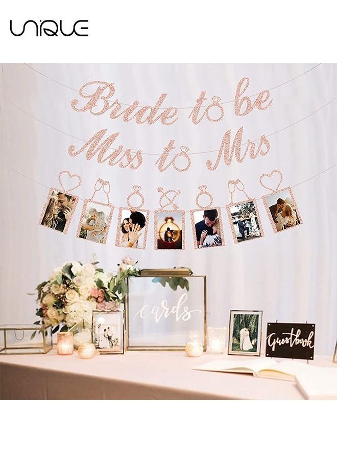 Unique - Rose Gold Bridal Shower Decorations - Bride To Be Happily Ever After Banner and Photo Banner for Bridal Shower/Wedding/Engagement Party Kit Supplies Decorations Decor (Rose Gold) - Image 1