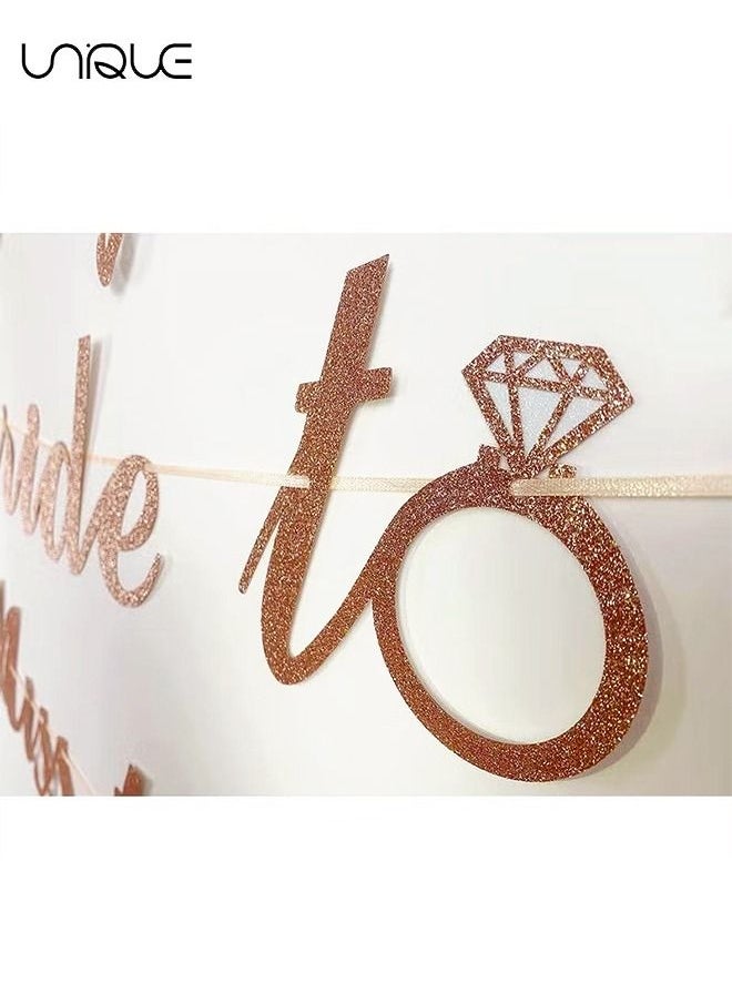 Unique - Rose Gold Bridal Shower Decorations - Bride To Be Happily Ever After Banner and Photo Banner for Bridal Shower/Wedding/Engagement Party Kit Supplies Decorations Decor (Rose Gold) - Image 1