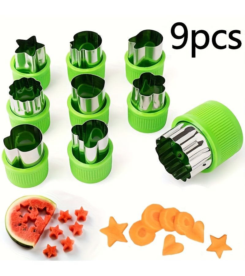 9pcs Vegetable Cutting Mold Sandwich Cookie Biscuit Stamp Fruit Shapes - Image 3